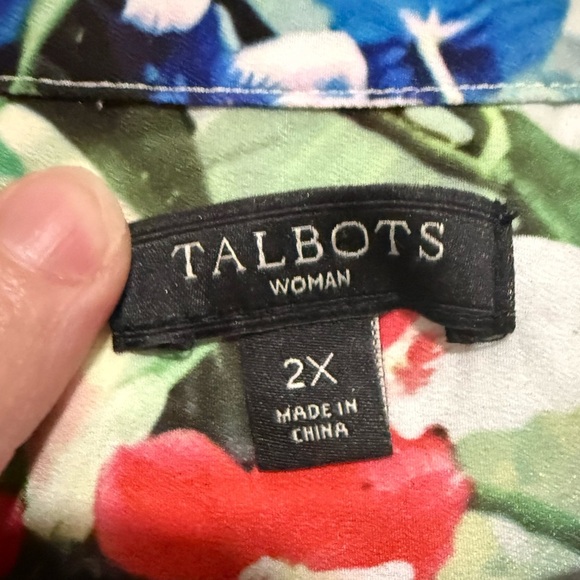 Talbots Floral Long Sleeve Popover Tunic Top Size 2X Tropical Cruise Hawaiian - Picture 7 of 8